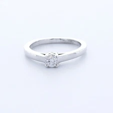 1/3 Carat F SI1 Round Brilliant Natural Certified Diamonds 18k Gold Accent Ring