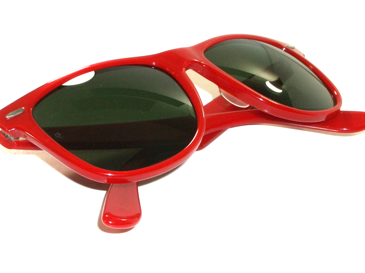 54[]18mm VINTAGE B&L RAY-BAN USA RED ACETATE G15 WAYFARER II