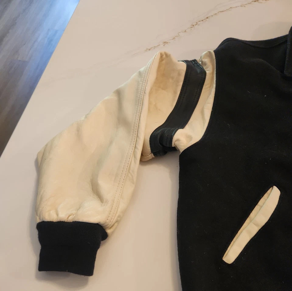 Vtg Harley Davidson Jacket Varsity Coat Leather Wool Las Vegas Cafe SizeXL Black - Image 4 of 4