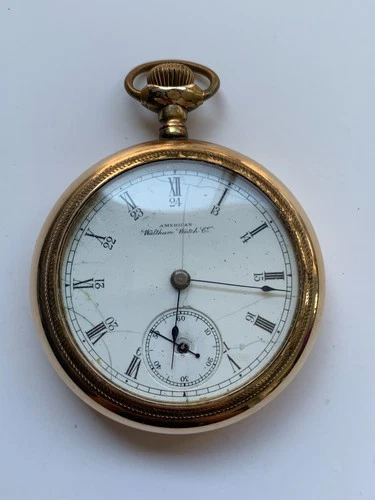 Antique WALTHAM Gold Plated Pocket Watch Pre-Owned Doesn't Run (33-114)