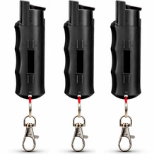 3 Pack Burn Pepper Spray Keychain for Self Defense 1/2oz Police Srength Black