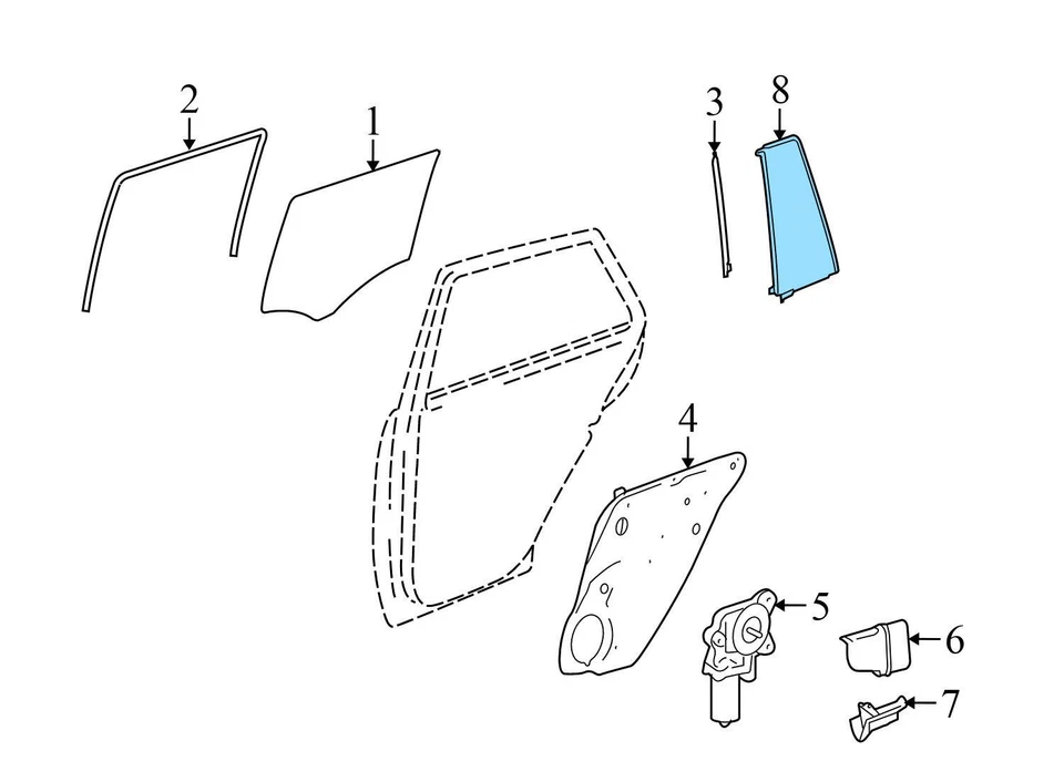 MERCEDES-BENZ GL550 2008-2012 - PUERTA TRASERA IZQUIERDA CUARTO VENTANA CRISTAL 1647301355 Foto 2 de 4