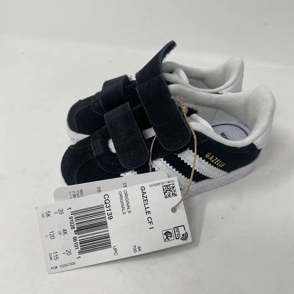 Adidas Gazelle CF I Toddler Size 5K  Black With White Stripes CQ3139 New w/tag - Image 2 of 4