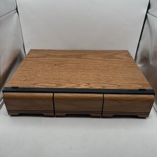 Vintage Cassette Tape Stackable Case Faux Wood Finish 3 Drawer Cabinet Holder 42