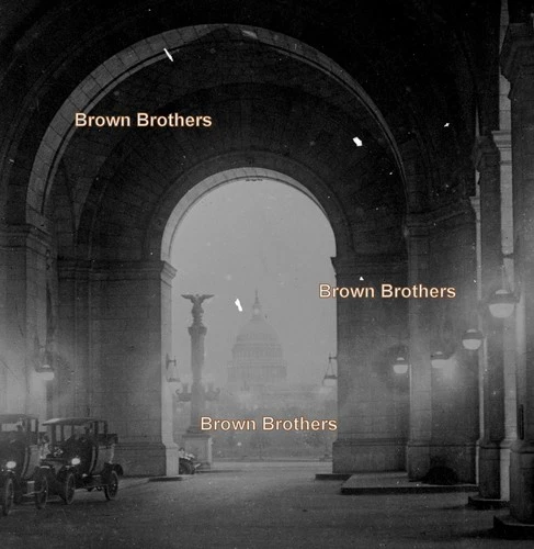 1910s Washington Union Station Collonade View of Capitol Glass Photo Negative #2