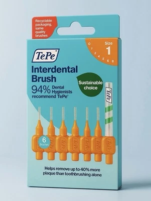 TePe Interdental Brushes 0.45mm, Orange , Pack Of 6, Size 1