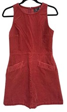 Y2K American Eagle Red Corduroy Sleeveless Jumper Dress Size 6 Vintage