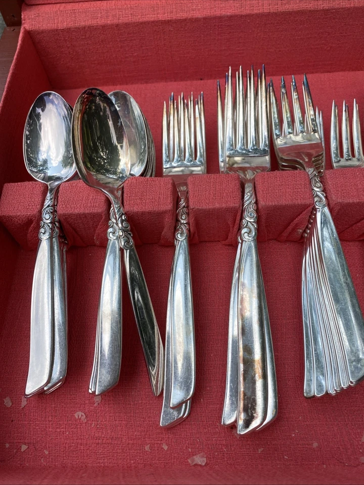 Oneida South Seas Community 1955 juego plateado con caja Foto 2 de 4