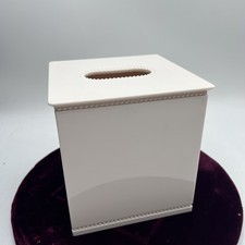 Martha Stewart Everyday Tissue Box Cover Cream Pink Beading Hard Plastic