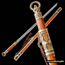 Chinese KungFu Battle Knife Broadsword Sword WuShu Practice Dao Ring Head Saber