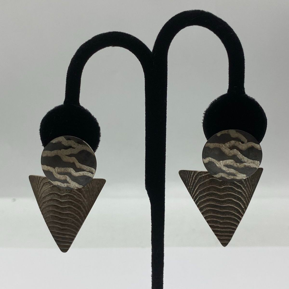 Sterling Silver Textured Dangle Earrings 15.0g - image 1