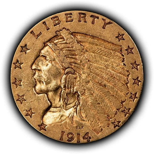 1914 G$2.50 Indian Head Gold Quarter Eagle - Authentic US Coin - SKU-G5922
