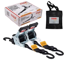 (2 Pack) 2" x 10' Auto Retractable Ratchet Straps with Coated S hook