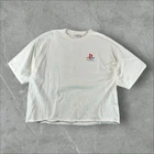 Vintage Sony Playstation Shirt Mens XL White Cropped 90s Video Game Logo Gaming