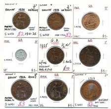  Great Britain pennies & halfpennies 1892–1960 incl1919H 1925 ½d 1935 Retail $40
