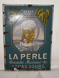 Emailschild Emailleschild LA PERLE Grande Marque de Strasbourg original 1931 !