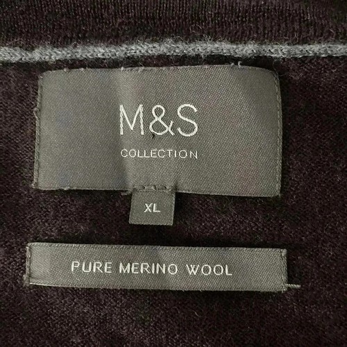 M&S Reine Merinowolle XL Pullover V-Ausschnitt Pulli Aubergine Lila Strick - Bild 2 von 8