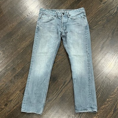 DENHAM Razor Slim Fit Jeans Men s 34x30 Blue Straight Leg Button Fly (34x29)