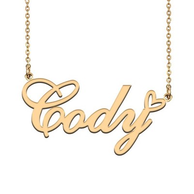Unique Gold Name Necklace with Heart Custom Cody Necklace for Women Birthday