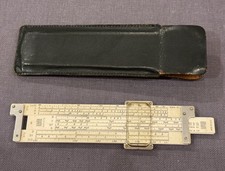 VINTAGE K&E Keuffel & Esser Slide Rule 4181-1 &copy; 1947 USA Green Leather Case VGC