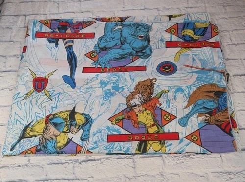 VTG 1994 X-MEN FLAT BED SHEET TWIN MARVEL COMIC BOOK TV SUPERHEROES CARTOON
