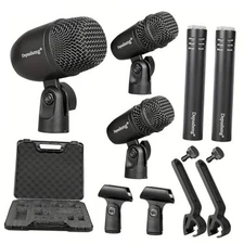  5-Piece Wired Dynamic Drum Mic Kit (Whole Metal) Kick Bass, 5-piece set