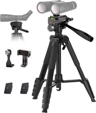 Binocular Tripod, 72” Spotting Scope Tripod Stand with Binocular Adapter and ...
