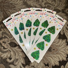 Vintage Mrs. Grossman's Prismatic Christmas Tree Stickers Classic Star Lot Of 6
