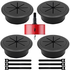 4 Pack Desk Grommet 2 Inch 50 mm , Desk Hole Cover for Cables, Black Desk Cord