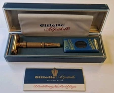 NOS Gillette Toggle Adjustable Red Dot Safety Razor Set F4 1960 - Never Used! 