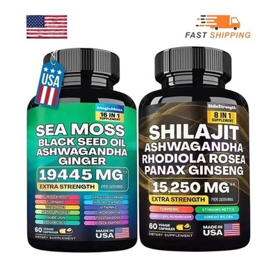 Sea Moss Shilajit Power Combo Daily Multivitamin Vitality Wellness Bundle Set US
