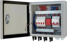 Hardcover Solar Combiner Box with 4 Strings, 80 A Circuit Breakers. Off-Grid Sol