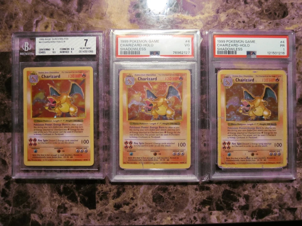 1999 Charizard #4  Shadowless Holo BGS 7,PSA 3,PSA 1 Base Set - Image 2 of 4