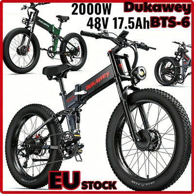 Dukawey BTS-6  2000W Elektrofahrrad 48V 17.5Ah 26 Zoll Klappbar Fatbike 120KM EU