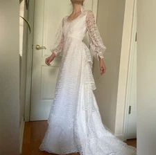 Alfred Angelo Bridallure 1970s Vintage Lace Wedding Gown