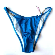 Victoria's Secret Chain Strap Brazilian Bikini Swim Bottom Color Blue NWT