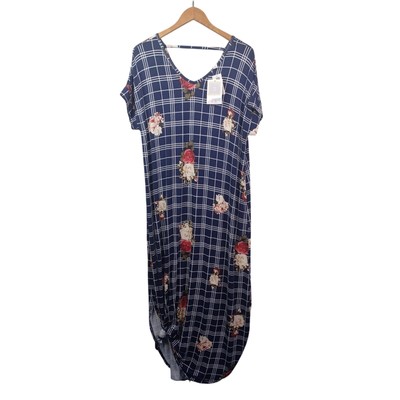 Lularoe Macy Maxi Dress Large Navy Blue Floral Long Stretch Knit Comfort  Casual | eBay