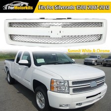 Summit White Front Upper Grille Wchrome Insert Mesh For Silverado 1500 2007-13