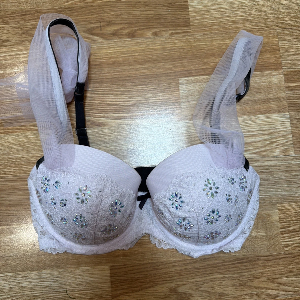 NWT Victoria's Secret Fashion Show Dream Angels Lace Bling Lined Demi Bra 34DD