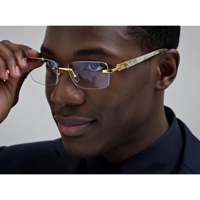 Sunglasses Clear Glasses Marble Arms Gold Frame Rapper  display picture 2