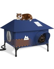 Heated Cat House for Outside Cats Winter, Large Hip Roof 100 Waterproof Outd...