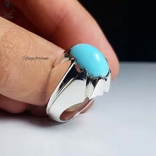 Persian Neshapuri Turquoise Ring for Men – Sterling Silver Vintage Design