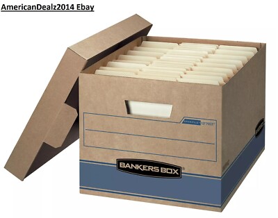 Bankers Box Heavy Duty Storage Boxes, 10'' X 12'' X 15'' (10 Pack), Kraft Brown