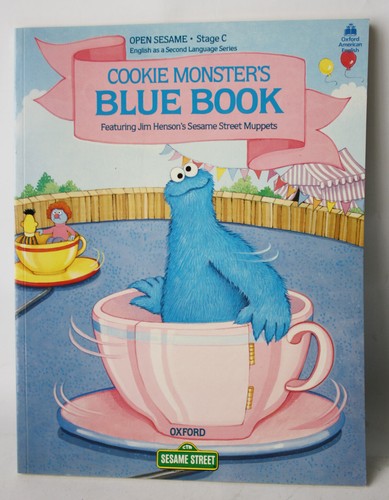 RARE VINTAGE 1985 OPEN SESAME COOKIE MONSTER'S BLUE BOOK OXFORD NEW NOS ! - Foto 1 di 8