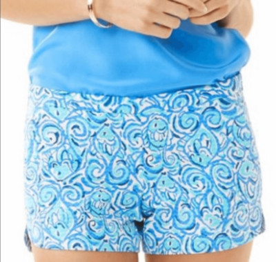 Lilly pulitzer Adie shorts blue white fish swirl chasing tail / sz 0