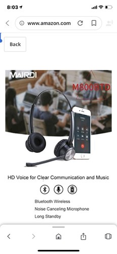 MAIRDI Wireless Telephone Headset with Noise Canceling Microphone - Picture 6 of 9