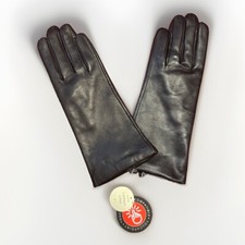 Fownes Brothers Black Leather Gloves Cashmere Lined Touchpoint Tech Size 6.5 NEW