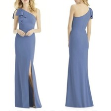 After Six Larkspur Crepe One Shoulder Trumpet Gown 10