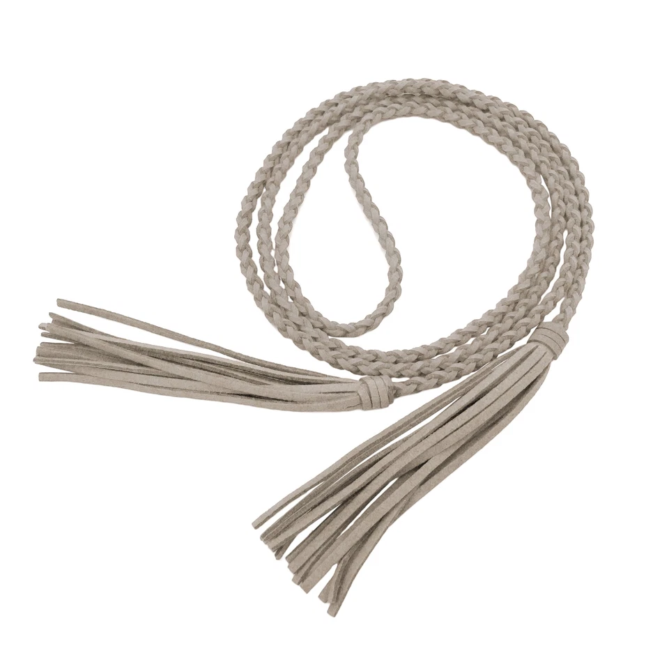 Cinturón de cintura de cuerda trenzada con borla envolvente cinturón de tela para vestidos pantalones para mujer Foto 2 de 4