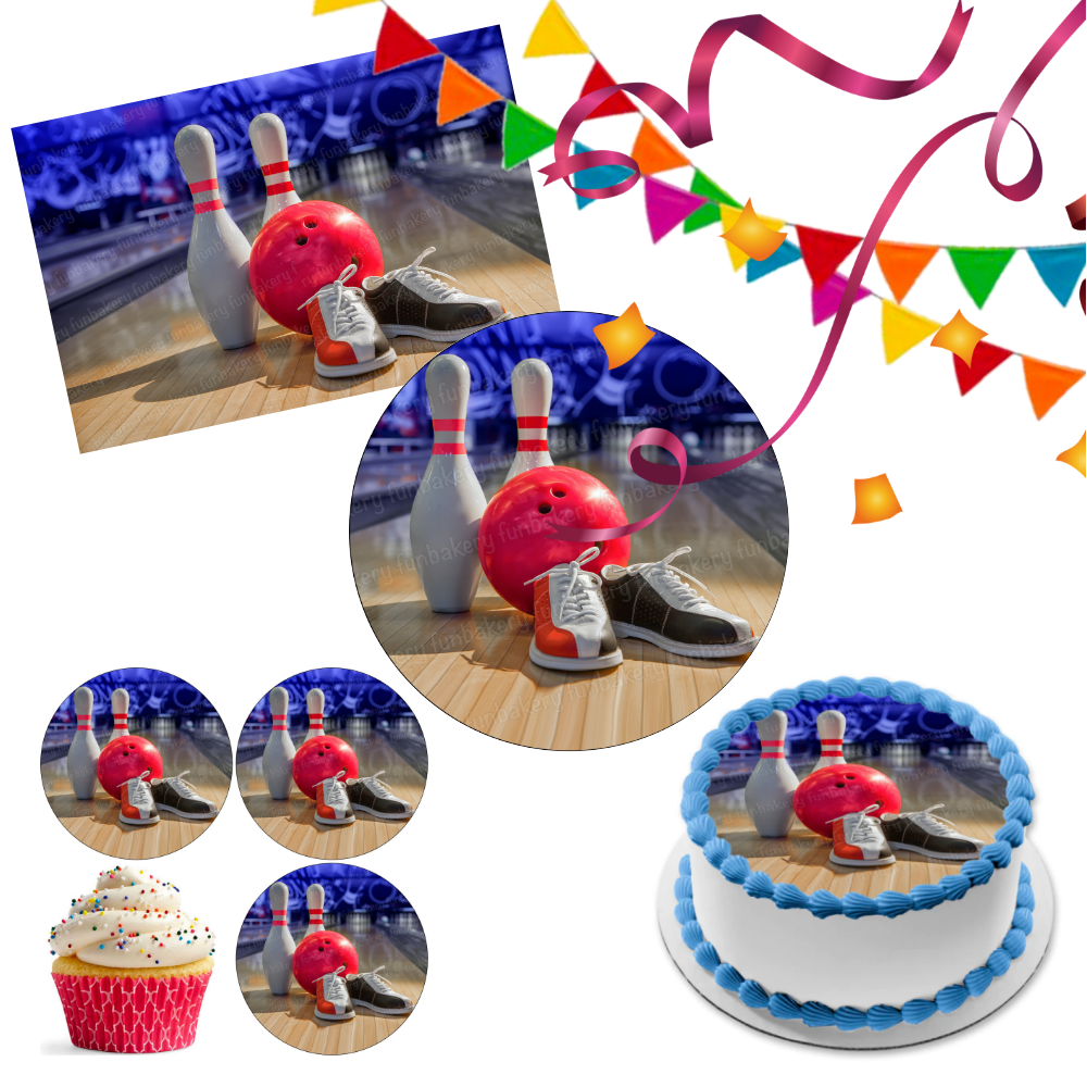 Bowling Game Cake Topper Party Decoration Edible Birthday Celebration ...